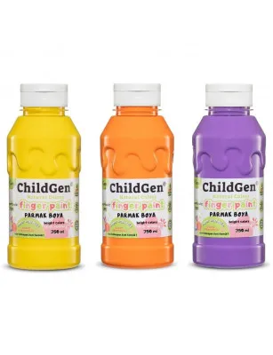Łatwo zmywalne farby w butelce do malowania palcami (3x350ml) ChildGen