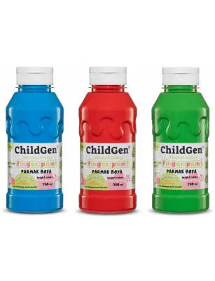 Łatwo zmywalne farby w butelce do malowania palcami (3x350ml) ChildGen