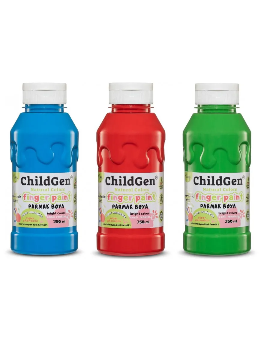 Łatwo zmywalne farby w butelce do malowania palcami (3x350ml) ChildGen