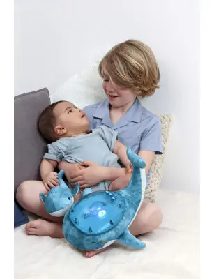 Projektor z grzechotką -Wieloryb niebieski - Cloud b® Tranquil Whale™ Blue Family