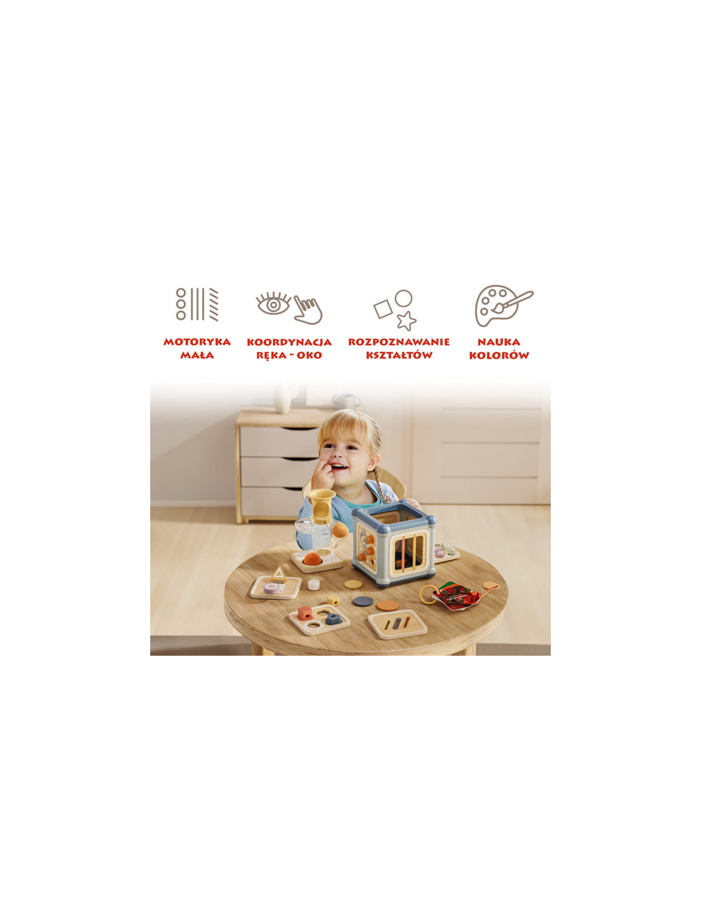 TOPBRIGHT Kostka edukacyjna 10w1 manipulacyjna Mistrz małej motoryki 18M+