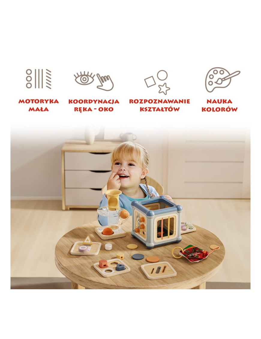 TOPBRIGHT Kostka edukacyjna 10w1 manipulacyjna Mistrz małej motoryki 18M+
