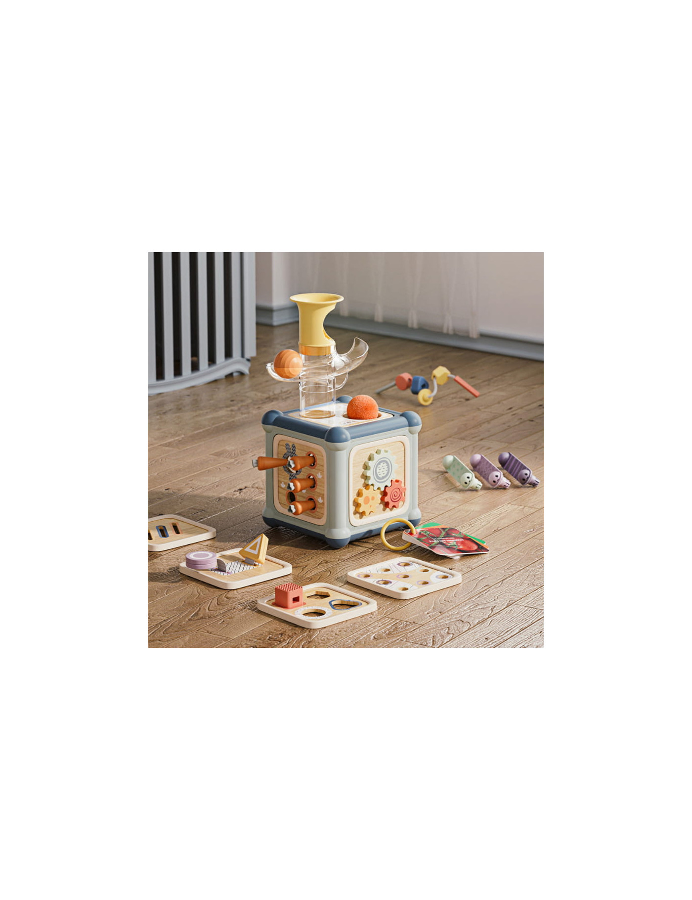 TOPBRIGHT Kostka edukacyjna 10w1 manipulacyjna Mistrz małej motoryki 18M+