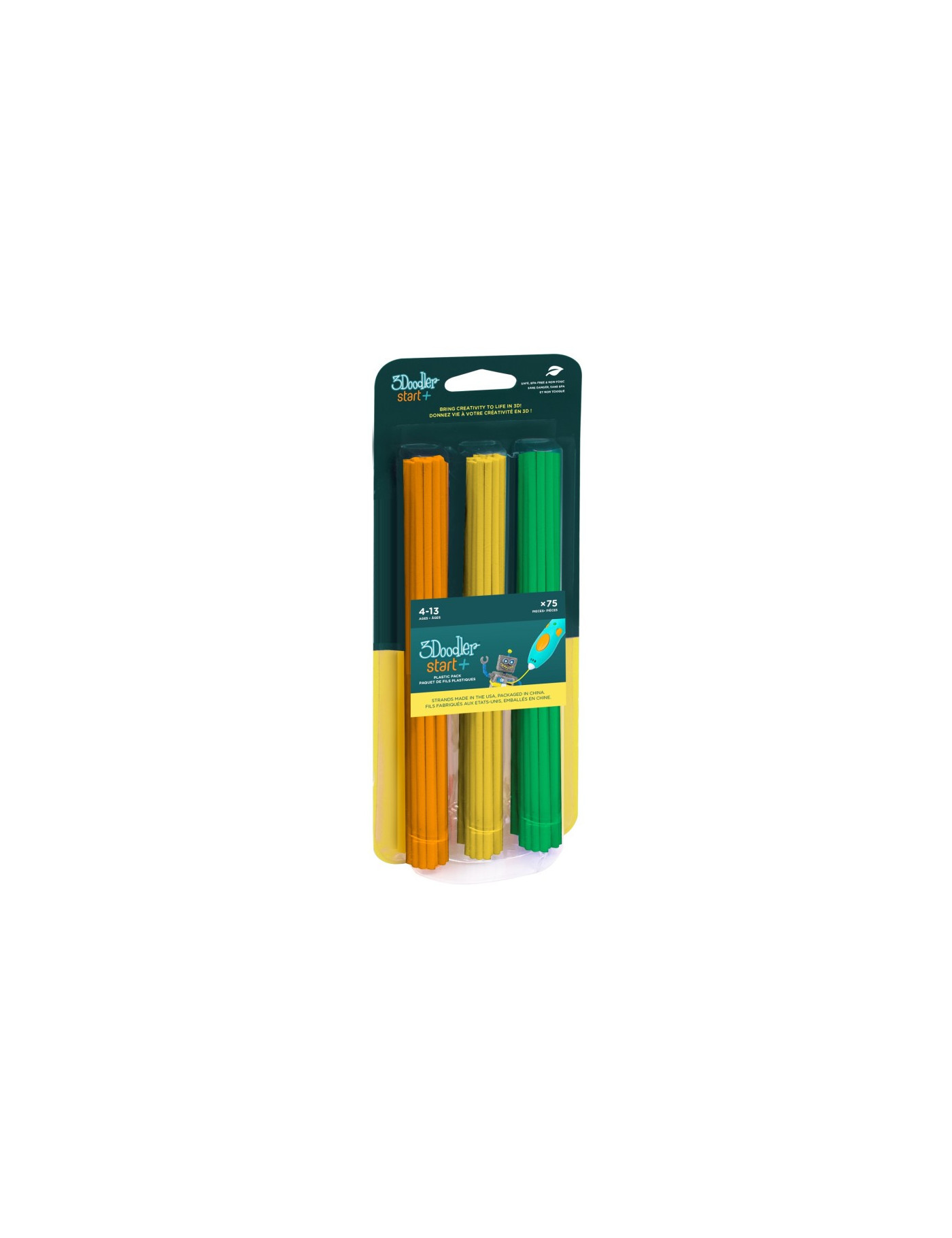 Zapasowe wkłady 3Doodler Start, 75 sztuk, Tangerine Tang/ Lemon Zest/Spring Green Zapasowe wkłady 3Doodler Start, 75 sztuk, Tangerine Tang/ Lemon Zest/Spring Green