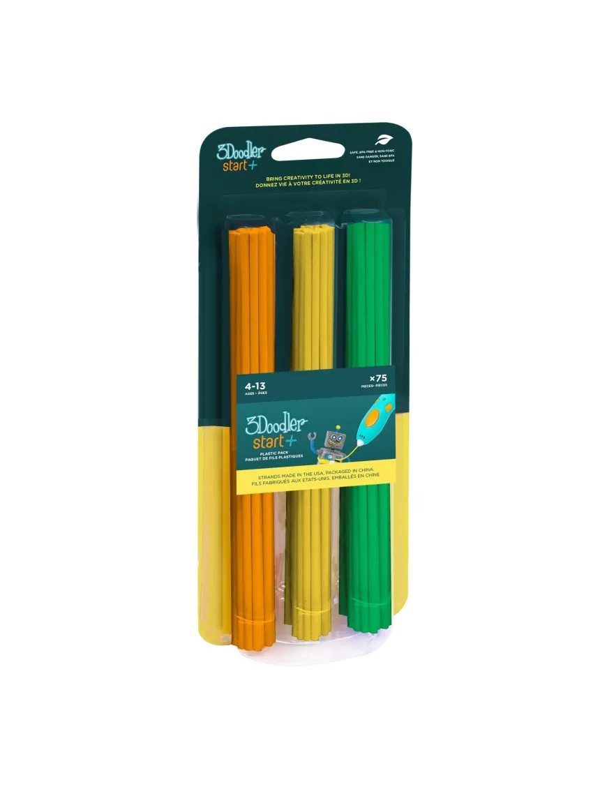 Zapasowe wkłady 3Doodler Start, 75 sztuk, Tangerine Tang/ Lemon Zest/Spring Green