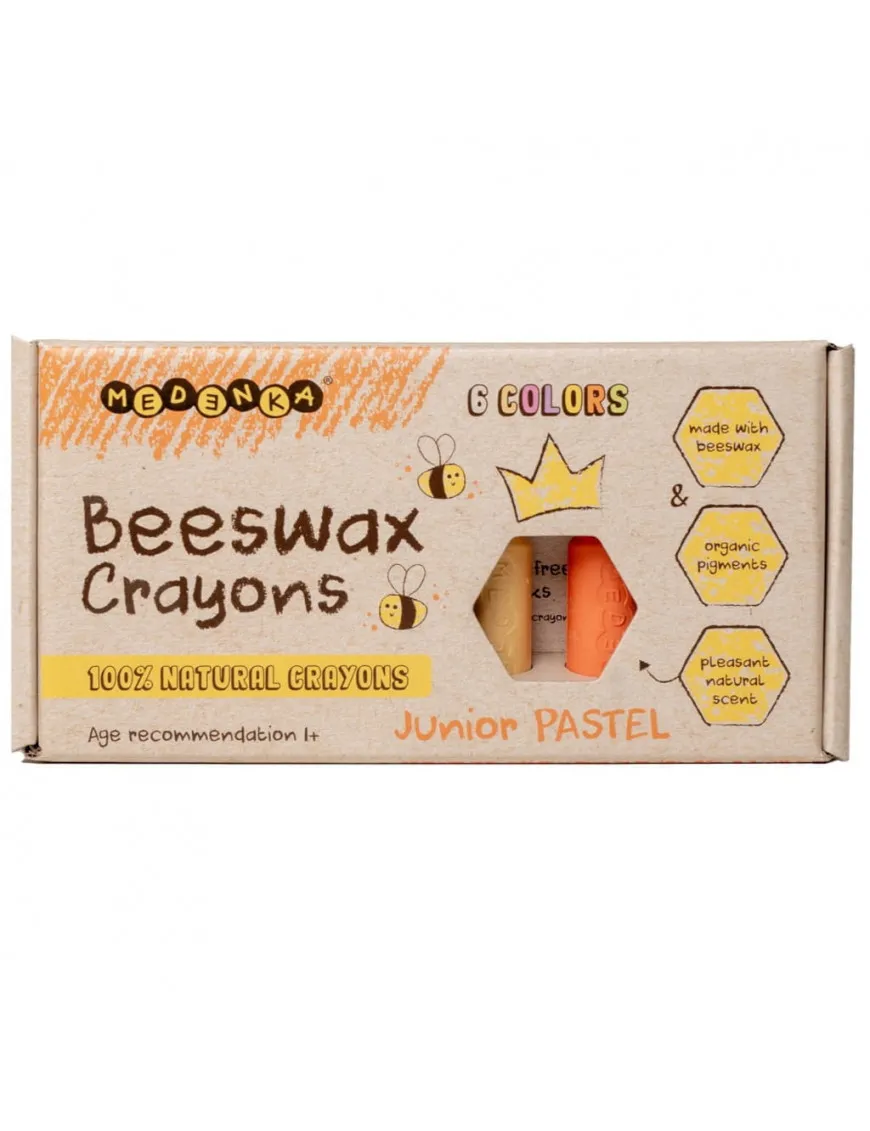 Kredki z wosku pszczelego Medenka JUNIOR PASTEL , 100% naturalne