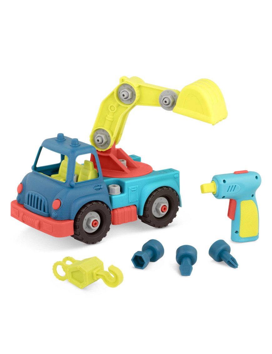 Happy Cruisers – Take-Apart Crane – CIEŻARÓWKA BUDOWLANA 2w1 – do DEMONTAŻU i SKRĘCANIA, z WIERTARKĄ B. Toys Happy Cruisers – Take-Apart Crane – CIEŻARÓWKA BUDOWLANA 2w1 – do DEMONTAŻU i SKRĘCANIA, z WIERTARKĄ B. Toys