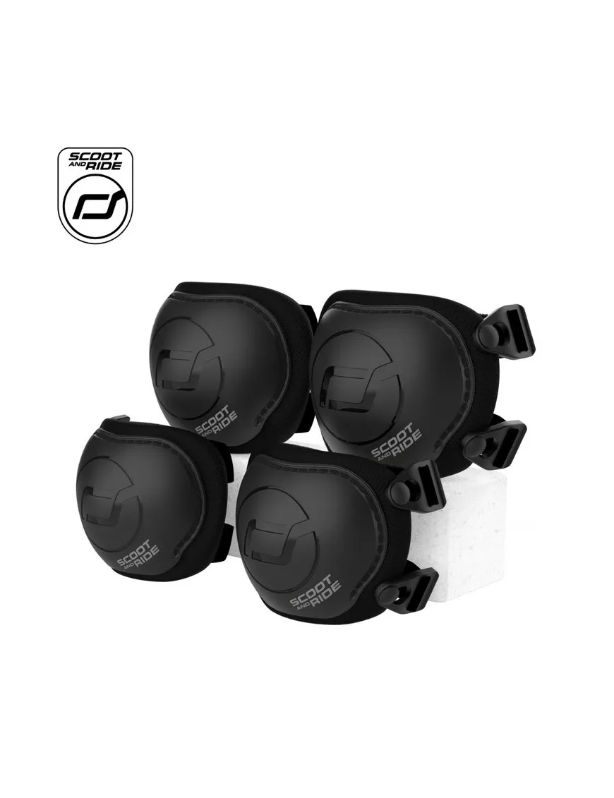 SCOOTANDRIDE Zestaw ochraniaczy dla dzieci Black (XXS oraz S)