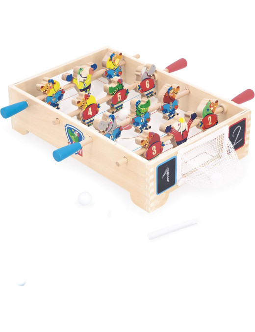Janod Gra zręcznościowa drewniana Mini hokej Applepop 3+