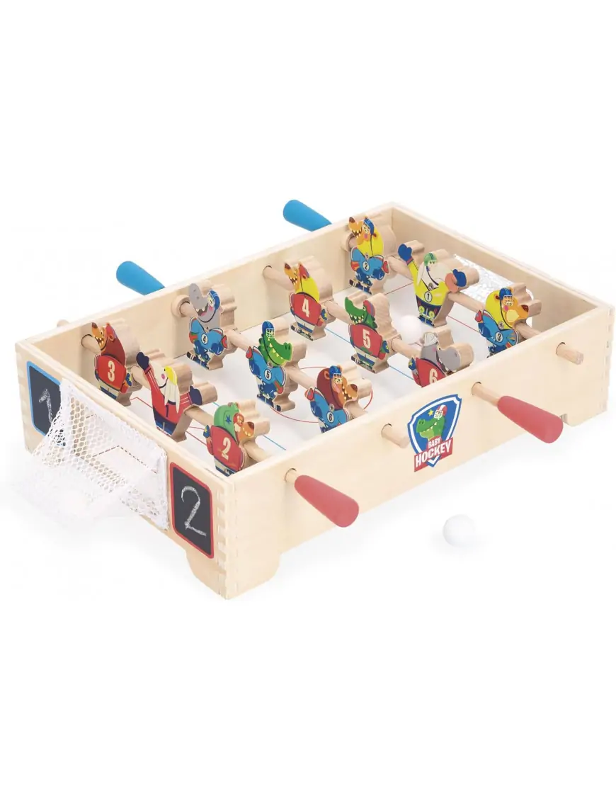 Janod Gra zręcznościowa drewniana Mini hokej Applepop 3+