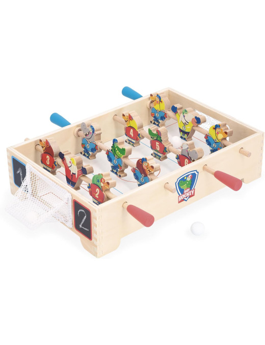 Janod Gra zręcznościowa drewniana Mini hokej Applepop 3+