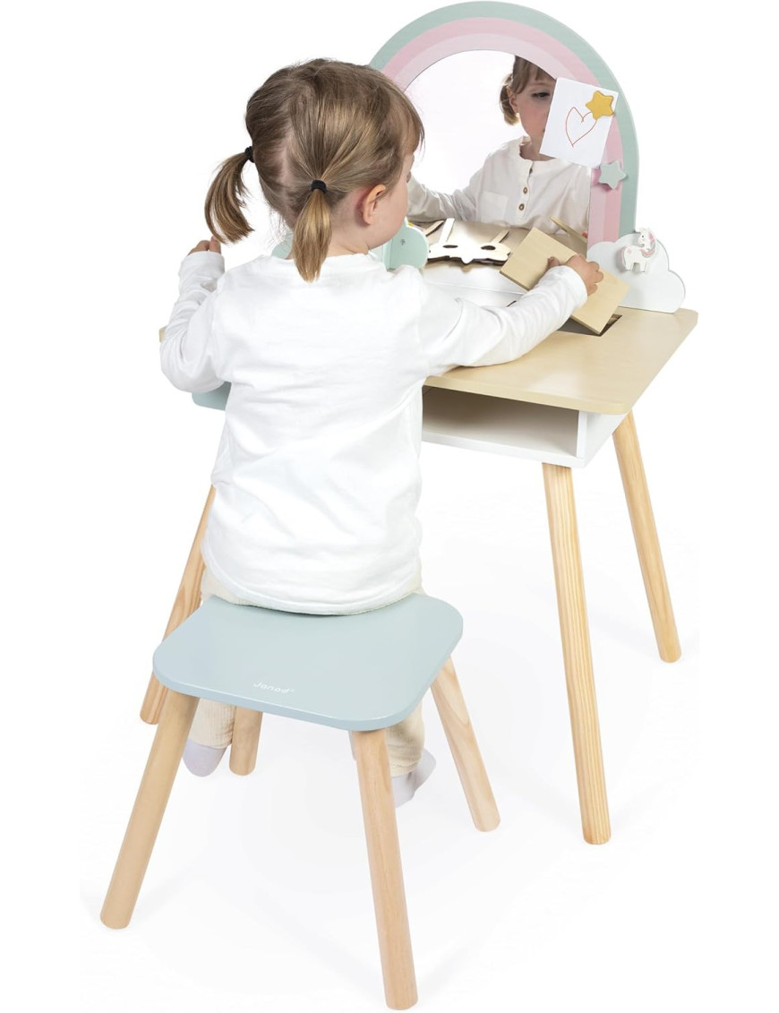 Janod Duża toaletka drewaniana z akcesoriami Jednorożec 3+