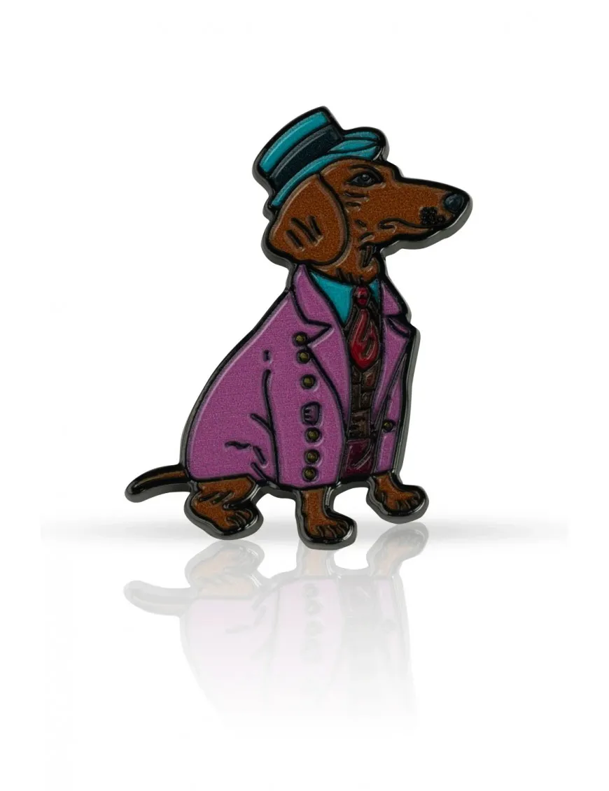 Pin Story - Pies jamnik w garniturze