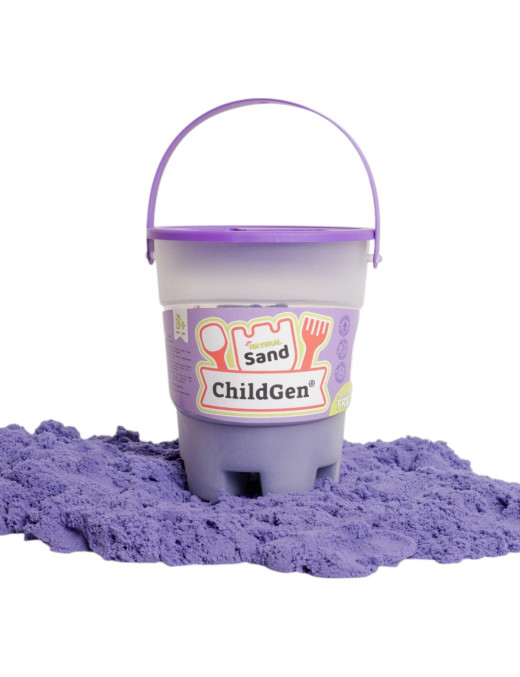 ChildGen, Piasek kinetyczny z foremką, 100% naturalny, 500g, kolor FIOLETOWY, pachnący