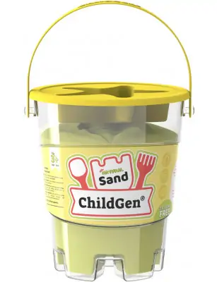 ChildGen, Piasek kinetyczny z foremką, 100% naturalny, 500g, kolor ŻÓŁTY, zapach brzoskwiniowy