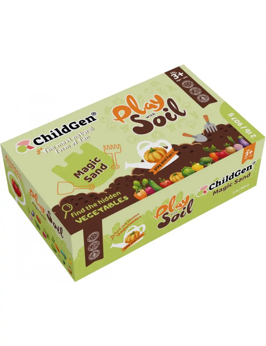 ChildGen, Piasek kinetyczny, Magiczna gleba z warzywami 100% naturalny, 907g w pojemniku