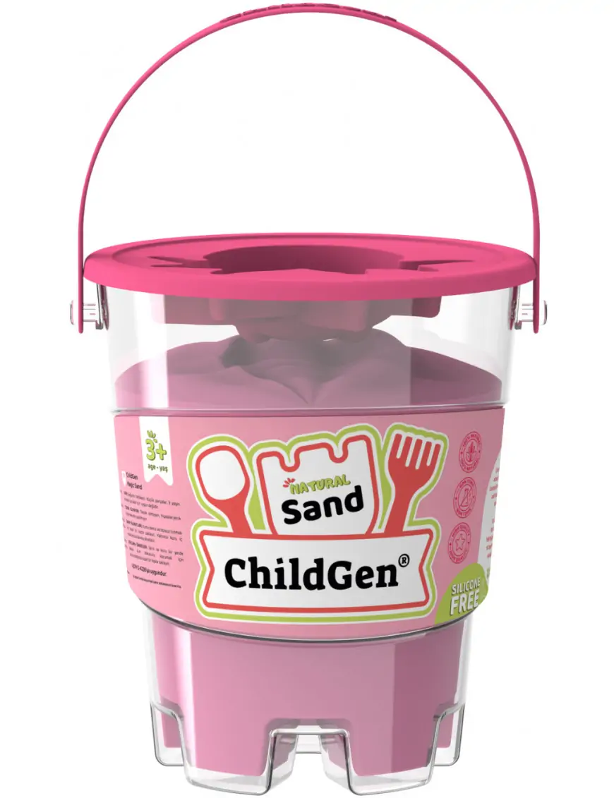 ChildGen, Piasek kinetyczny z foremką, 100% naturalny, 500g, kolor RÓŻOWY, zapach brzoskwiniowy