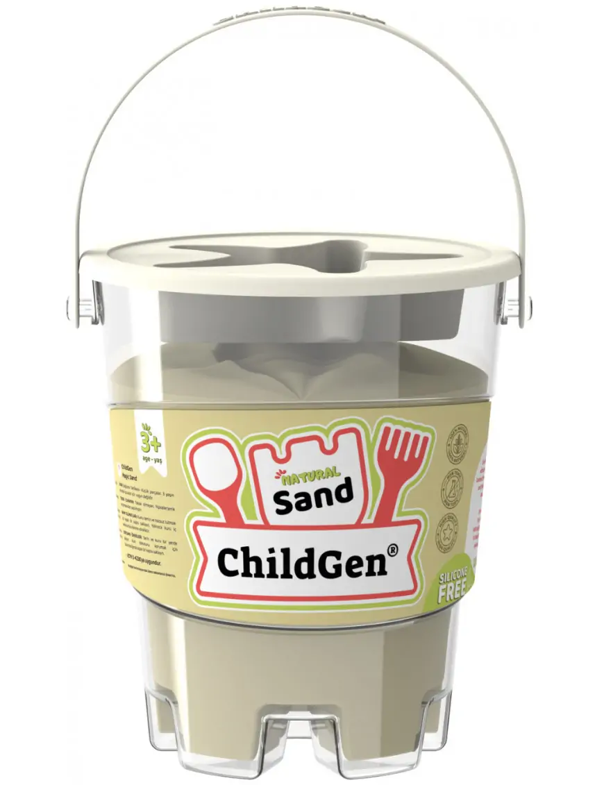 ChildGen, Piasek kinetyczny z foremką, 100% NATURALNY, 500g, zapach brzoskwiniowy