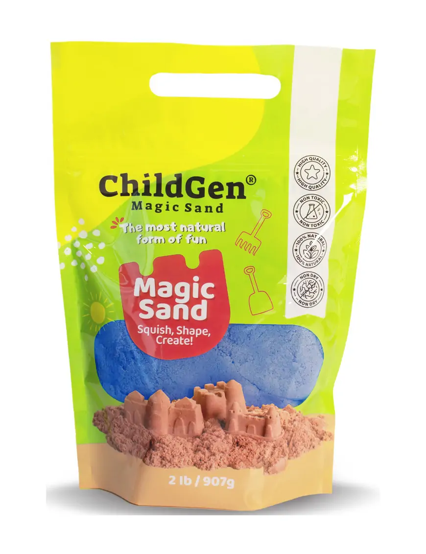 ChildGen, Piasek kinetyczny, 100% NATURALNY SKŁAD, opakowanie re-fill uzupełniające 907g, kolor niebieski
