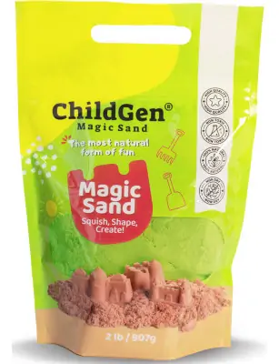 ChildGen, Piasek kinetyczny, 100% NATURALNY SKŁAD, opakowanie re-fill uzupełniające 907g, kolor zielony