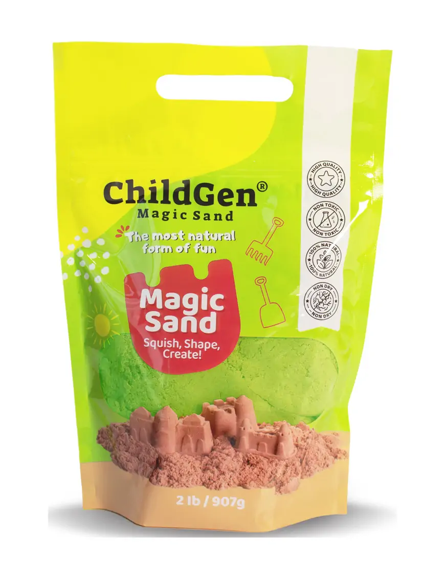 ChildGen, Piasek kinetyczny, 100% NATURALNY SKŁAD, opakowanie re-fill uzupełniające 907g, kolor zielony
