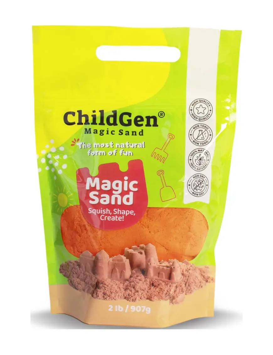 ChildGen, Piasek kinetyczny, 100% NATURALNY SKŁAD, opakowanie re-fill uzupełniające 907g, kolor pomarańczowy