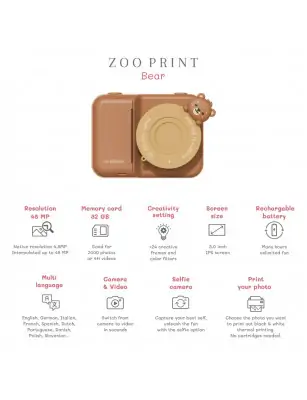 Aparat z natychmiastowym wydrukiem Zoo Print - Bear The Zoo Family