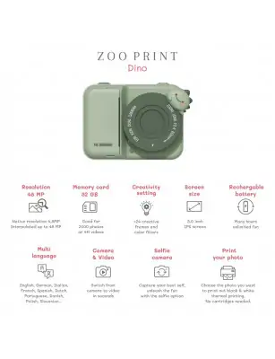Aparat z natychmiastowym wydrukiem Zoo Print - Dino The Zoo Family
