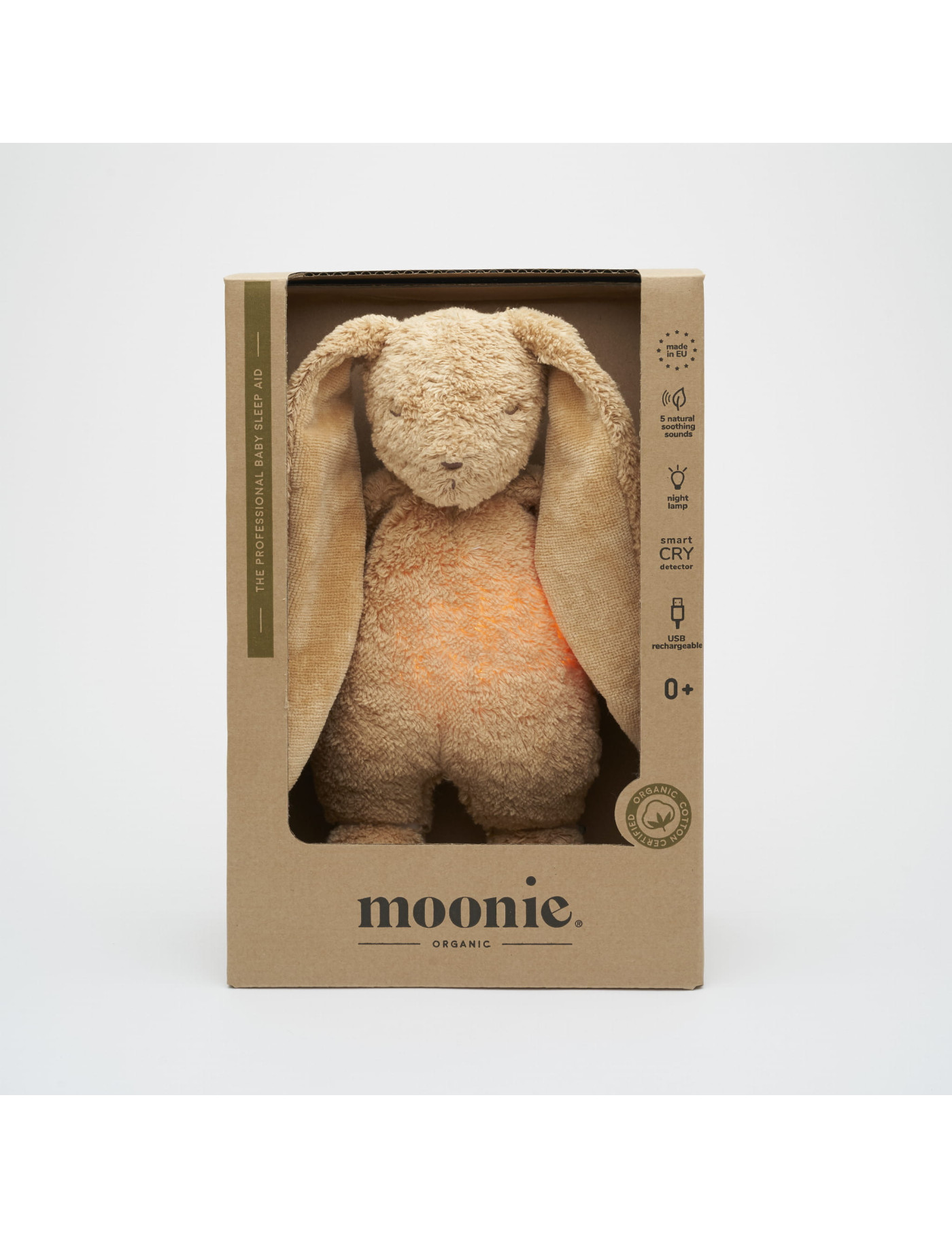 Szumiący królik organic z lampką Cappuccino MOONIE