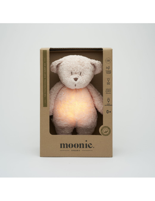 Szumiący miś organic z lampką Rose Natur MOONIE