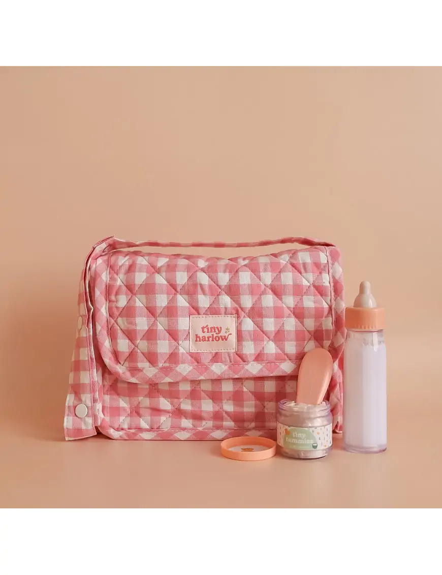Tiny Harlow Torba z akcesoriami dla lalek Pink Gingham
