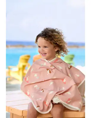 Lassig Poncho dla dzieci z filtrem UV80 Splash & Fun Delfin, Rosa