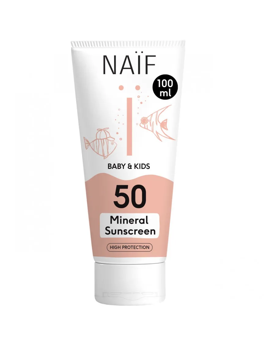 Naïf  - Mineralny krem przeciwsłoneczny SPF 50 dla dzieci i niemowląt 0+, 100 ml