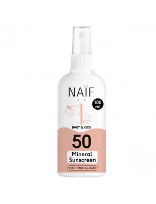 Naïf  - Mineralny spray przeciwsłoneczny SPF 50 dla dzieci i niemowląt 0+, 100 ml