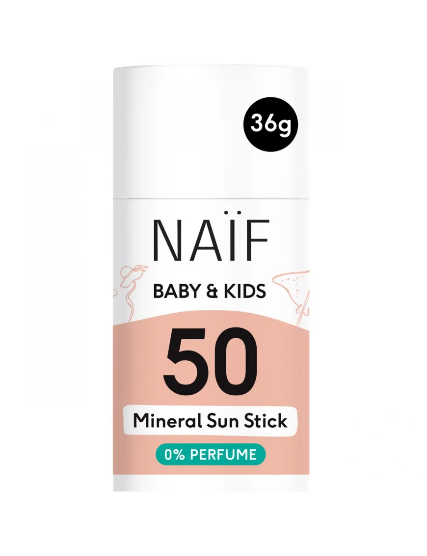 Naïf - Mineralny sztyft przeciwsłoneczny SPF 50 dla dzieci i niemowląt 0+, 36 g
