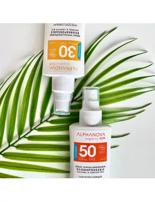 Alphanova Sun Bio, Spray z filtrem SPF50, wersja podróżna, 90g