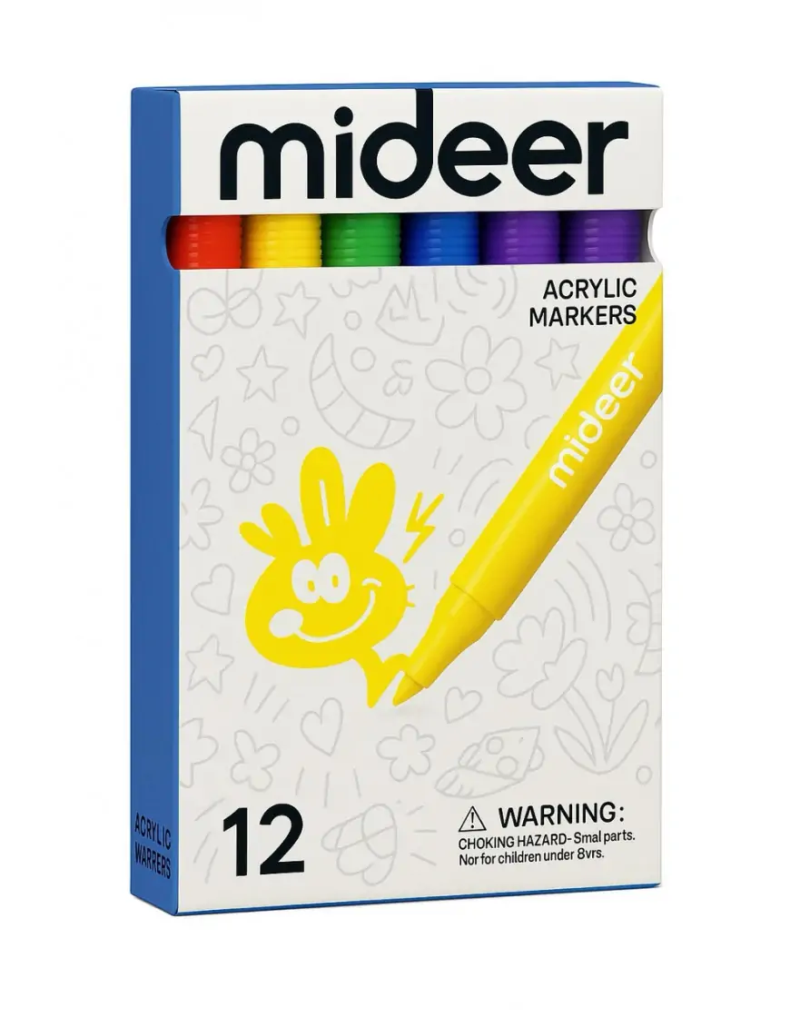 Markery akrylowe z okrągłą końcówką (12 kolorów) mideer