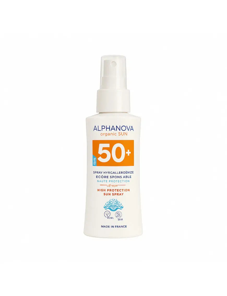 Alphanova Sun Bio, Spray z filtrem SPF50, wersja podróżna, 90g