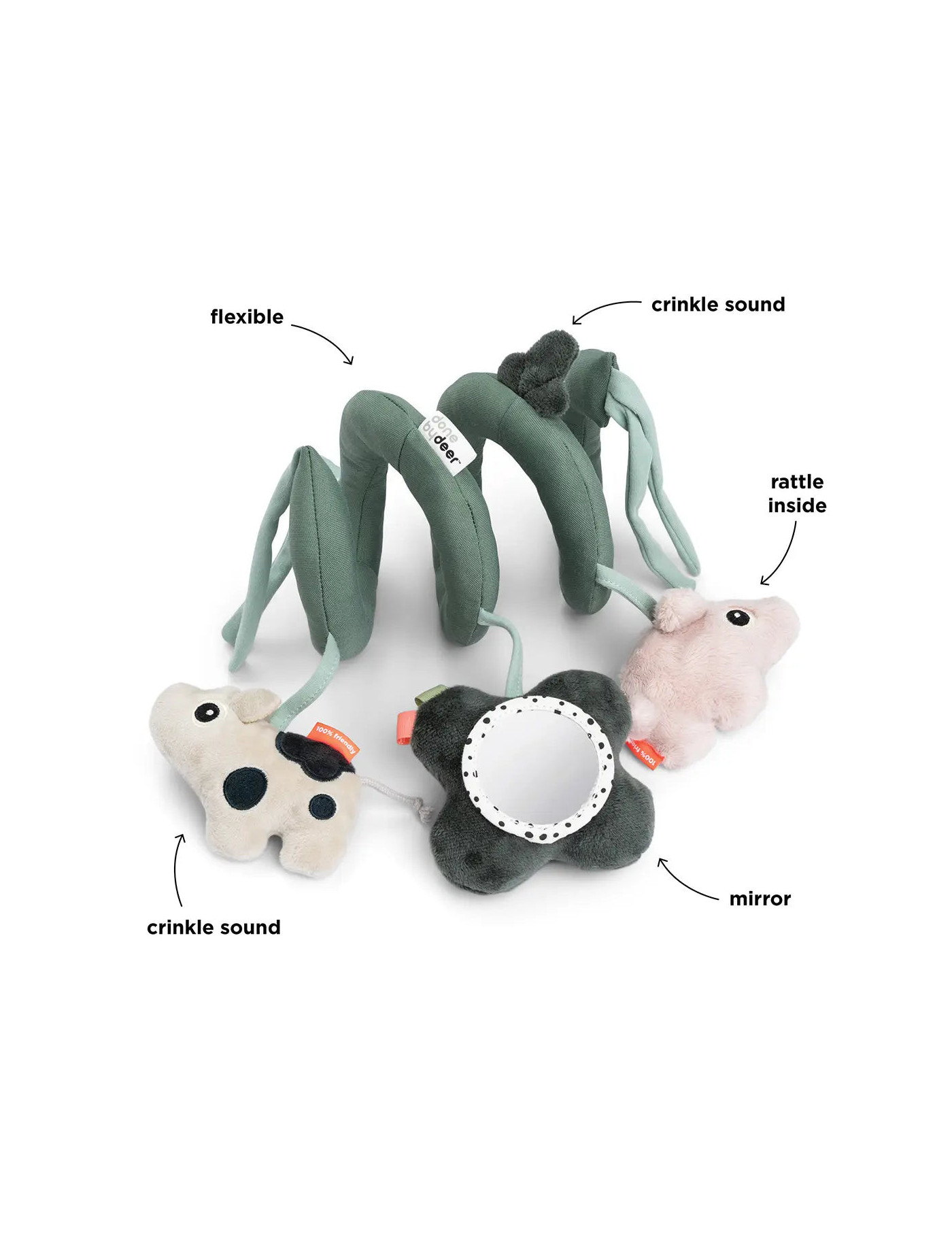 Done by Deer Spirala Sensoryczna Zawieszka Tiny Farm Green