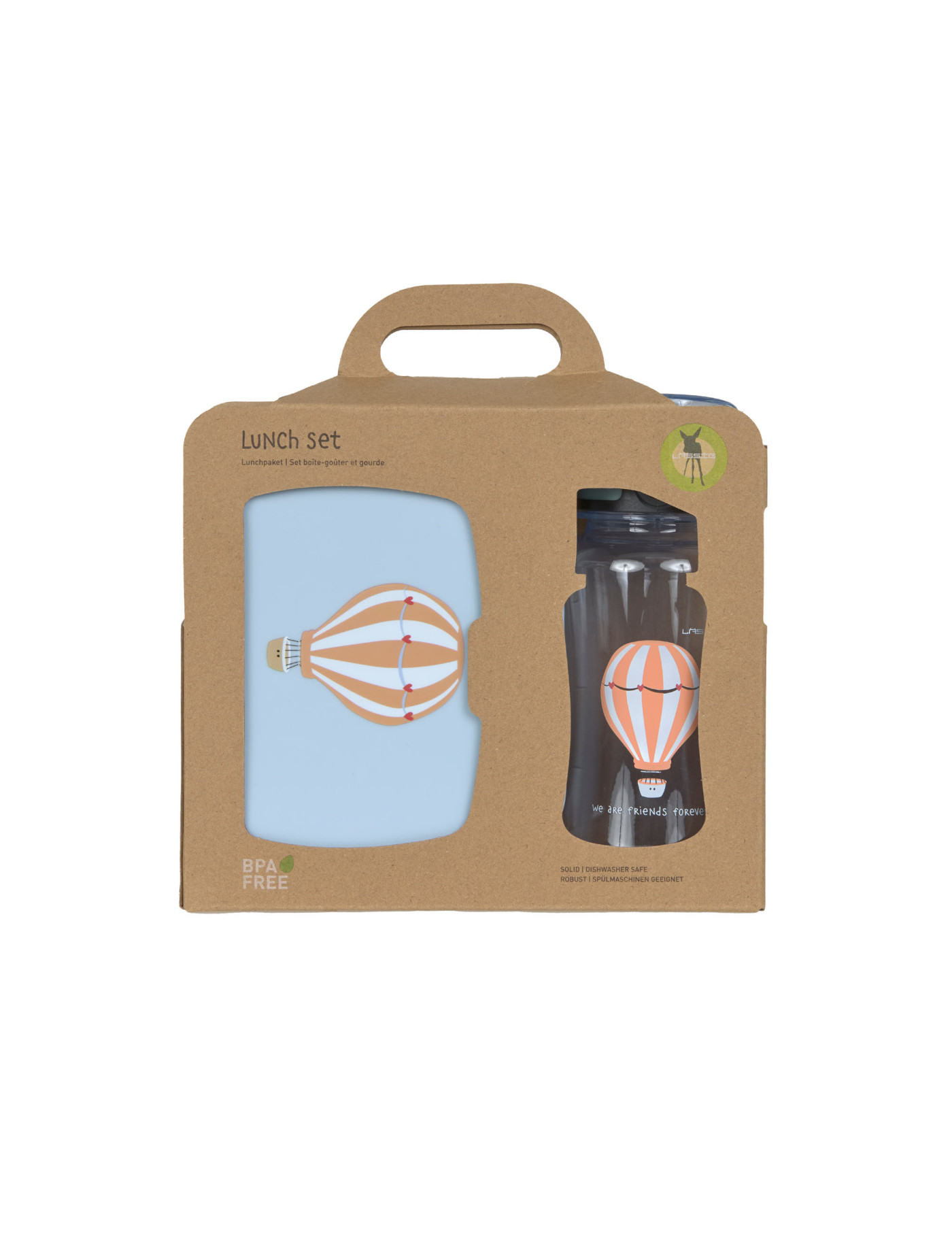 Lassig Zestaw na lunch Lunchbox + Tritanowa butelka - bidon 460 ml Tiny Drivers Balon Lassig