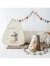 Namiot z tunelem Gingham Beige | 3 Sprouts