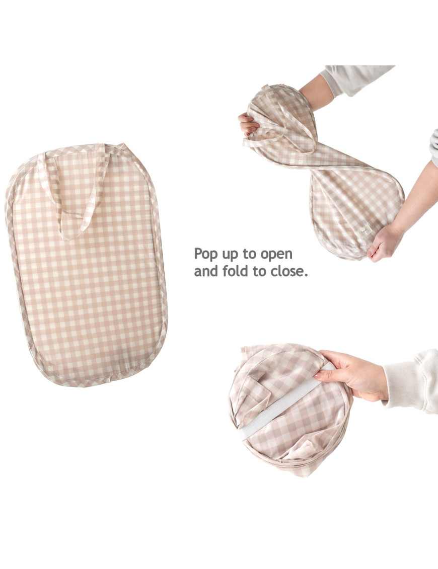 Składany kosz na pranie Pop-Up – Gingham Beige 3Sprouts