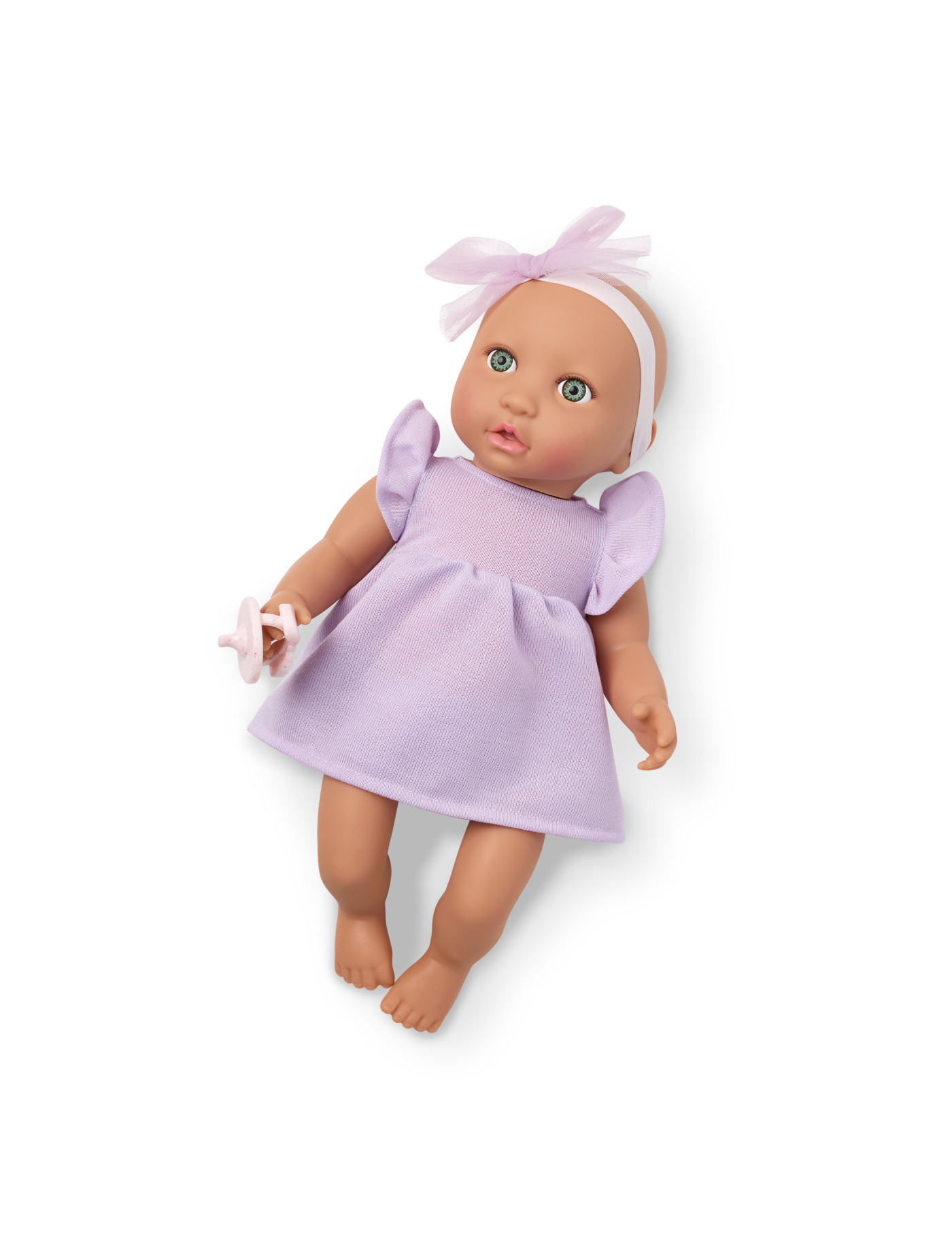 Lalka NIEMOWLĘ ze smoczkiem, w sukience i opasce Lullababy Lalka NIEMOWLĘ ze smoczkiem, w sukience i opasce Lullababy