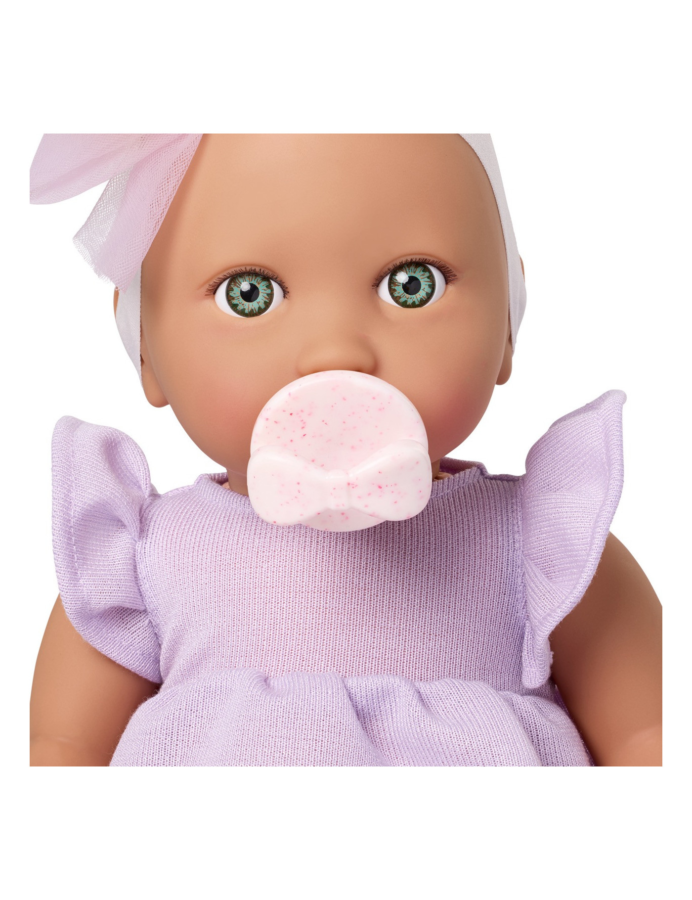 Lalka NIEMOWLĘ ze smoczkiem, w sukience i opasce Lullababy Lalka NIEMOWLĘ ze smoczkiem, w sukience i opasce Lullababy