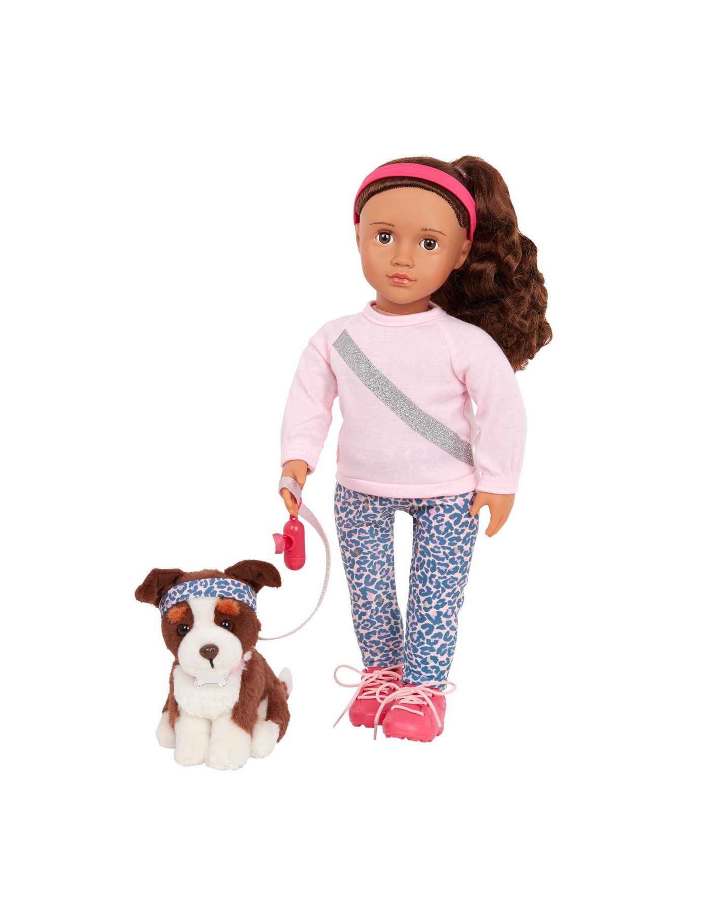 Lalka NATALIA 46cm – z PIESKIEM rasy Border Collie i akcesoriami do treningu Our Generation