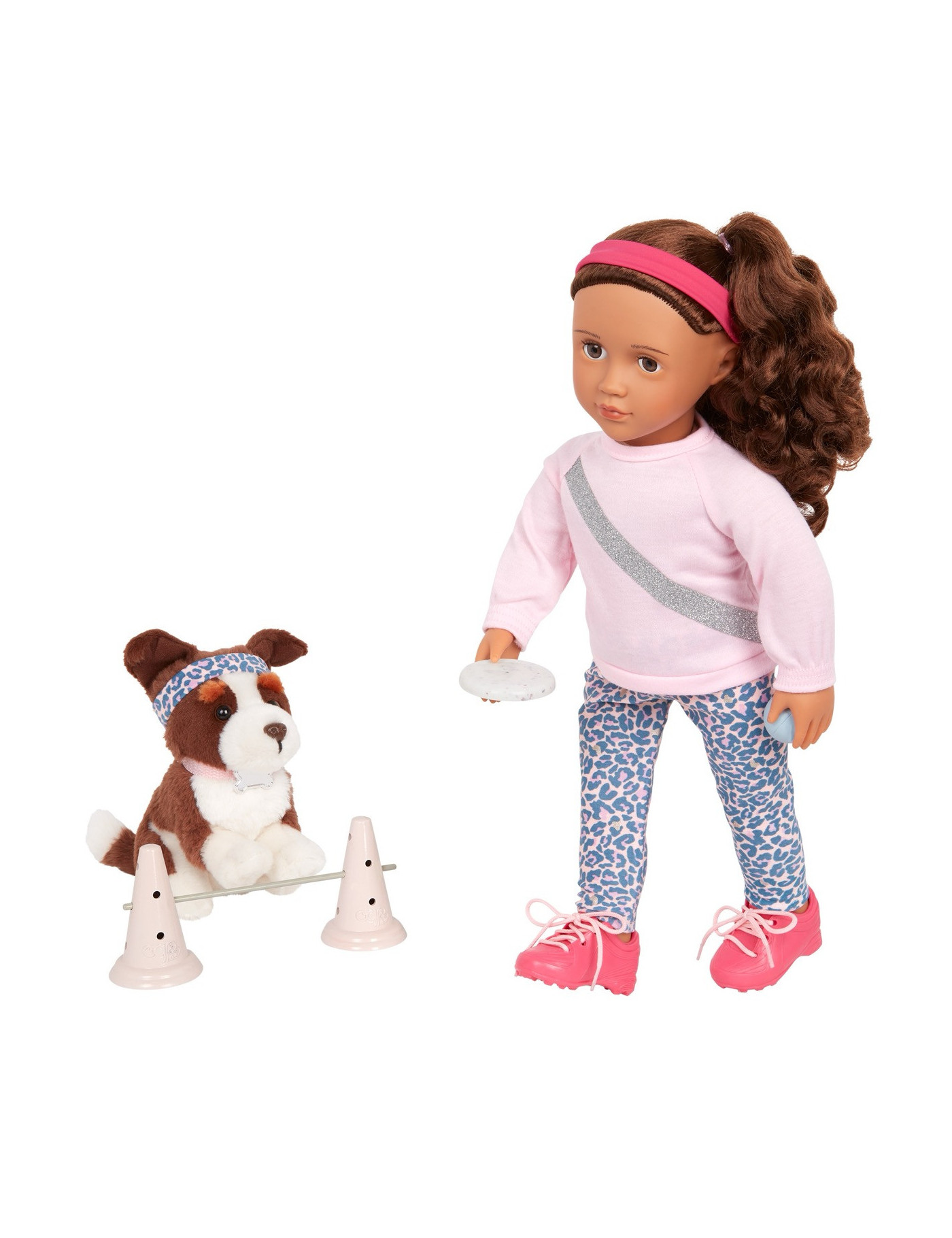 Lalka NATALIA 46cm – z PIESKIEM rasy Border Collie i akcesoriami do treningu Our Generation