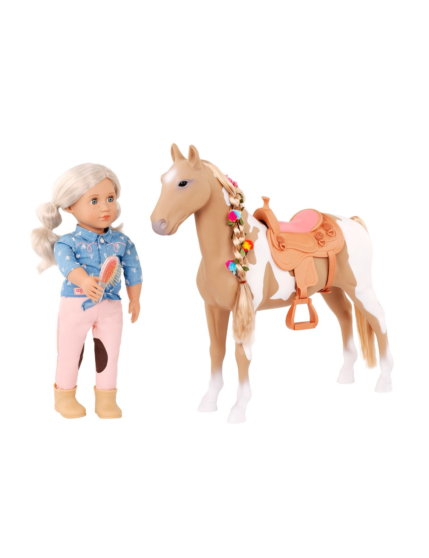 Duży koń do czesania 50 cm PALOMINO z akcesoriami  Our Generation