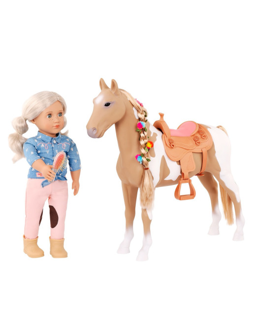 Duży koń do czesania 50 cm PALOMINO z akcesoriami  Our Generation