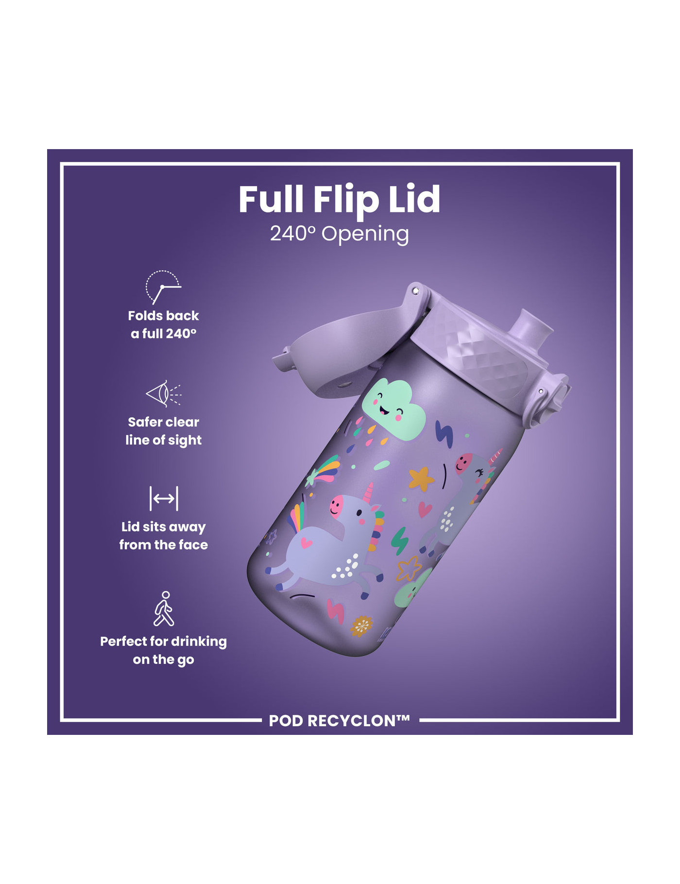 Bidon 350ml - Unicorns (Periwinkle) ION8