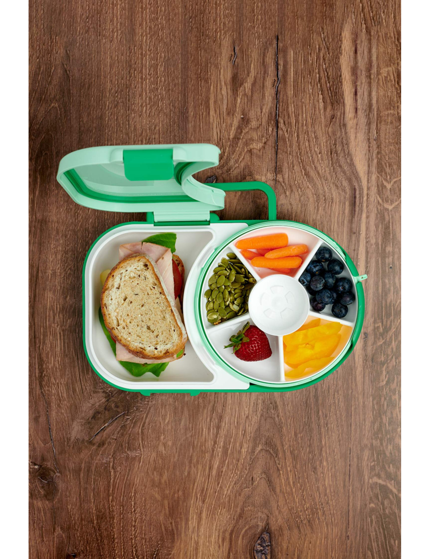 Śniadaniówka dla dzieci Lunchbox Snack Spinner 2w1 Gobe - Sage Green